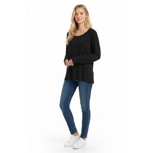JOES JEANS Women’s Black Long Sleeve Scoop Neck Top Medium